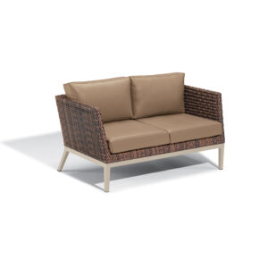 Salino Wicker Loveseat &#8211; Nauticau Faux Leather Cushions