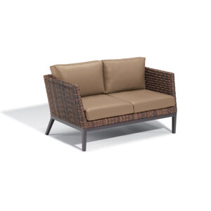 Salino Wicker Loveseat &#8211; Nauticau Faux Leather Cushions